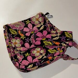 Vera Bradley Midnight Black Floral Bag and Matching‎ Wallet!